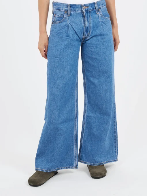 New - Baggy Dad Wide Leg in Cause and Effect (Medium Wash) Women Pants | Denim
