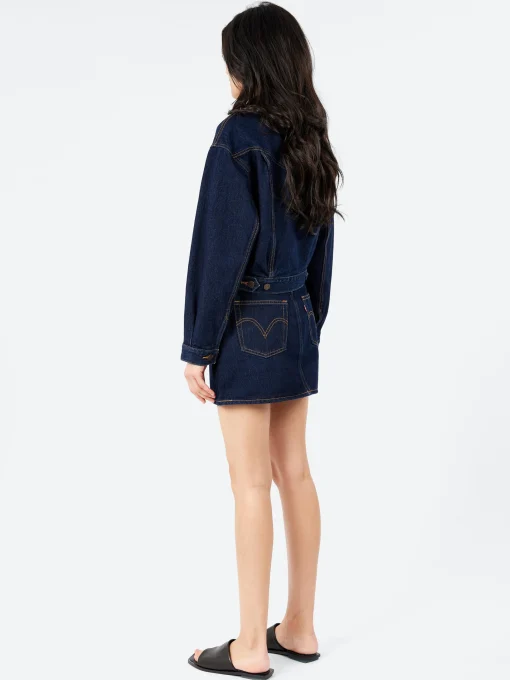 Clearance - Shrunken 90s Western Trucker Jacket in Dream Nice Dreams (Dark Wash) Women Outerwear