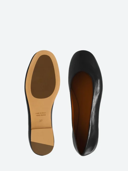 New - Allegra Ballet Flats in Nero Seta Women Shoes