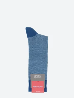 Outlet Marcoliani - Birdseye Socks in Ocean Socks