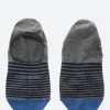 Discount Marcoliani - Chocolate Invisible Sock in Navy and Grey Stripe Socks
