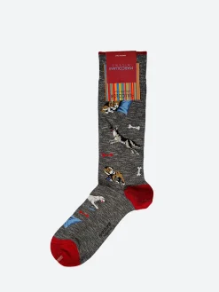New Marcoliani - Dogs Mid Calf Sock in Flannel Grey Socks