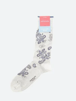 New Marcoliani - Jali Paisley Mid Calf Sock in Beige Socks