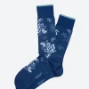 Fashion Marcoliani - Jali Paisley Mid Calf Sock in Dark Denim Blue Socks