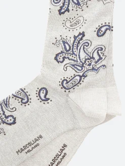 New Marcoliani - Jali Paisley Mid Calf Sock in Beige Socks