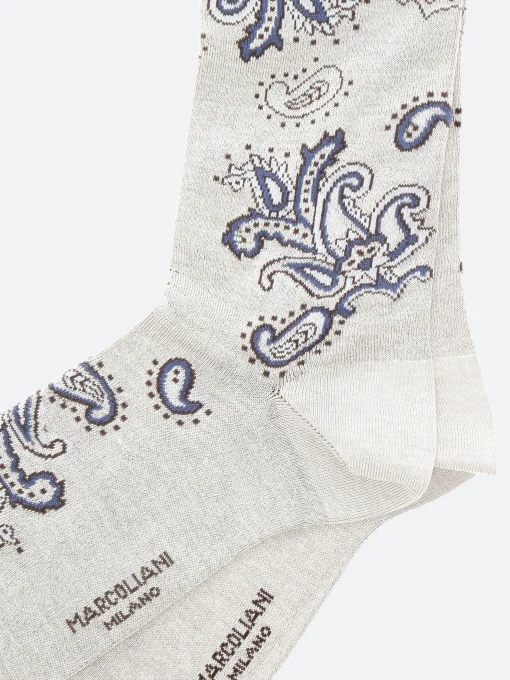 New Marcoliani - Jali Paisley Mid Calf Sock in Beige Socks