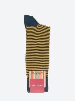 Best Marcoliani - Palio Stripe Sock in Denim/Yellow Socks
