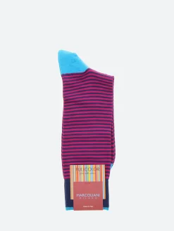 Discount Marcoliani - Palio Stripe Sock in Fuschia Socks