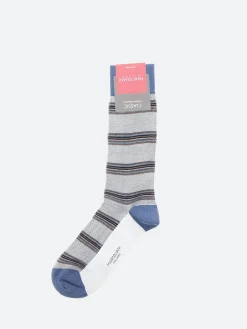 New Marcoliani - Pique Stripe Socks in Ice Grey Socks