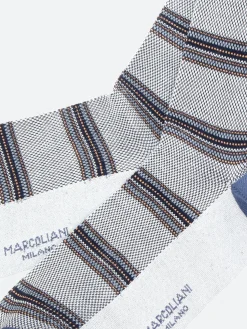 New Marcoliani - Pique Stripe Socks in Ice Grey Socks