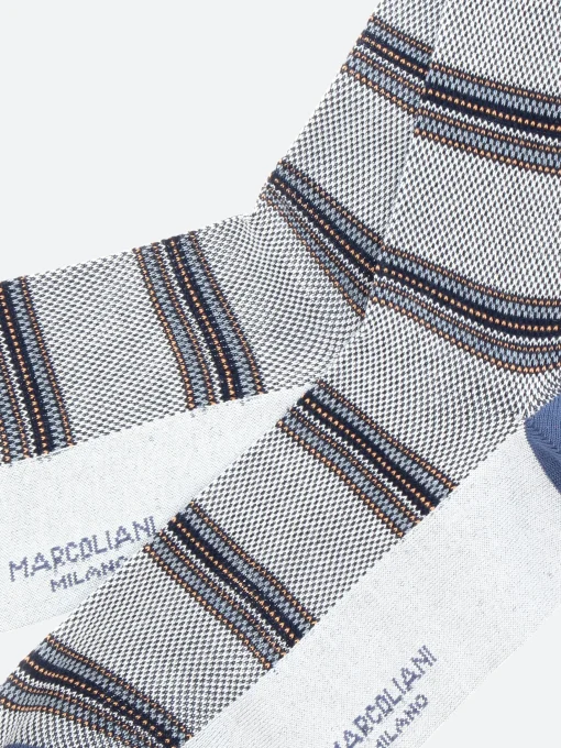 New Marcoliani - Pique Stripe Socks in Ice Grey Socks
