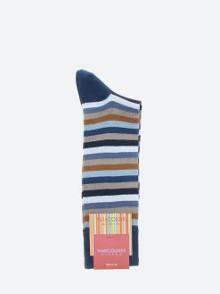 Hot Marcoliani - Rainbow Stripe Sock in Navy and Brown Socks