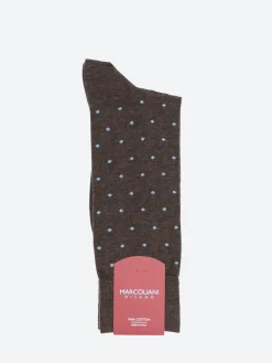 Clearance Marcoliani - St. Tropez Polka Dot Sock in Coffee Socks