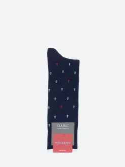 New - Anchor Pattern Crew Sock in Blue Socks