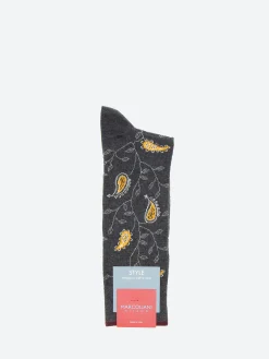 Hot - Fatehpur Paisley Crew Sock in Charcoal Socks