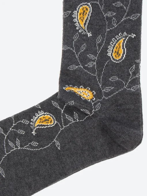 Hot - Fatehpur Paisley Crew Sock in Charcoal Socks