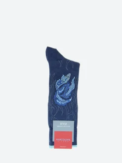 Best - Koi Fish Crew Sock in Indigo Blue Socks