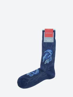 Best - Koi Fish Crew Sock in Indigo Blue Socks