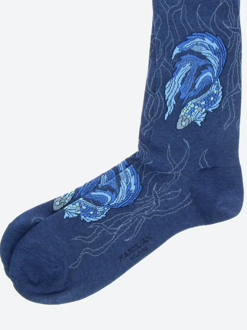 Best - Koi Fish Crew Sock in Indigo Blue Socks