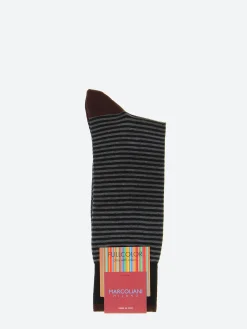 Online - Palio Stripe Sock in Black and Asphalt Socks