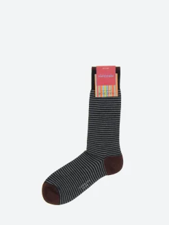 Online - Palio Stripe Sock in Black and Asphalt Socks