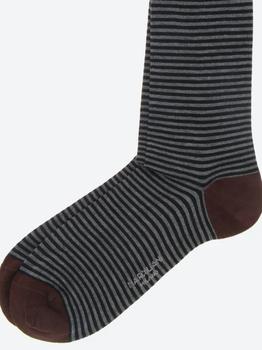 Online - Palio Stripe Sock in Black and Asphalt Socks