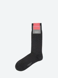 Fashion - Pin Dot Socks in Charcoal/Ginger Socks