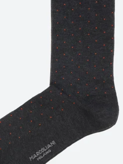 Fashion - Pin Dot Socks in Charcoal/Ginger Socks