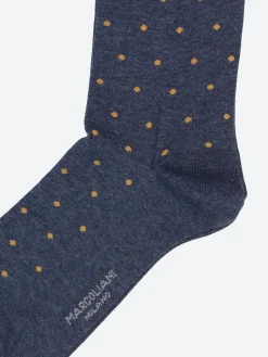 Discount - St. Tropez Polka Dot Socks in Dark Blue/Denim Socks