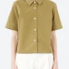 Best - Cuff Small Shirt in Warm Olive Women Tops & Blouses | Button-Ups
