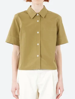 Best - Cuff Small Shirt in Warm Olive Women Tops & Blouses | Button-Ups