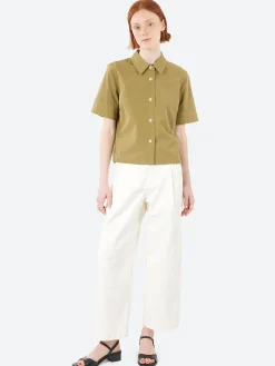 Best - Cuff Small Shirt in Warm Olive Women Tops & Blouses | Button-Ups