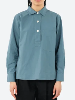 Outlet - MHL Big Pocket Swing Shirt in Mineral Blue Women Tops & Blouses