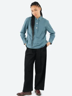 Outlet - MHL Big Pocket Swing Shirt in Mineral Blue Women Tops & Blouses