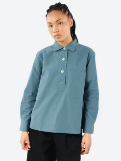 Outlet - MHL Big Pocket Swing Shirt in Mineral Blue Women Tops & Blouses