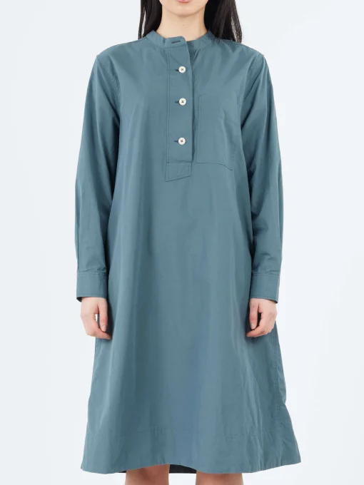 Fashion - MHL Collarless Swing Dress in Mineral Blue Women Dresses