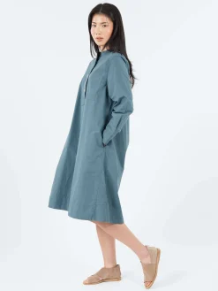 Fashion - MHL Collarless Swing Dress in Mineral Blue Women Dresses