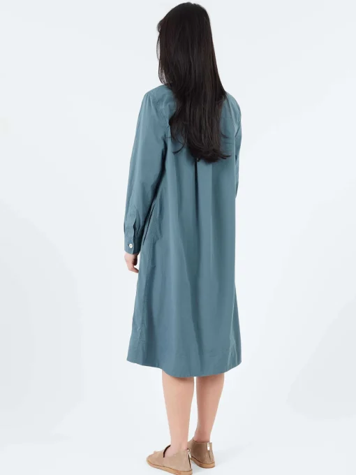 Fashion - MHL Collarless Swing Dress in Mineral Blue Women Dresses