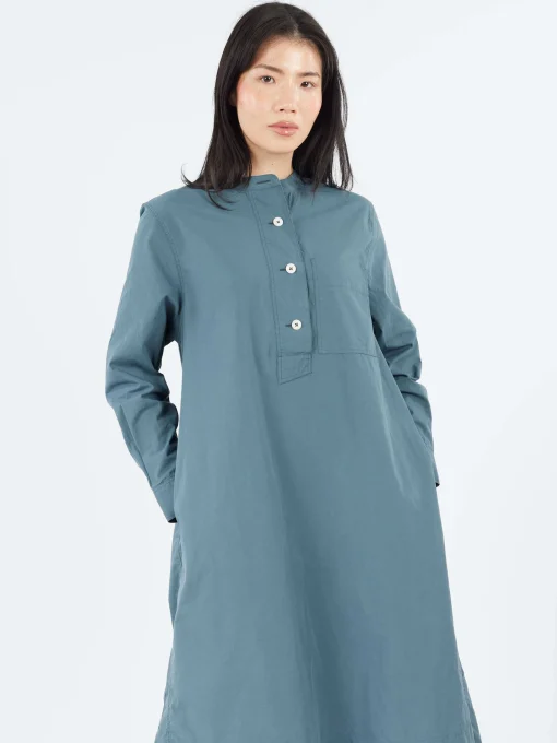 Fashion - MHL Collarless Swing Dress in Mineral Blue Women Dresses