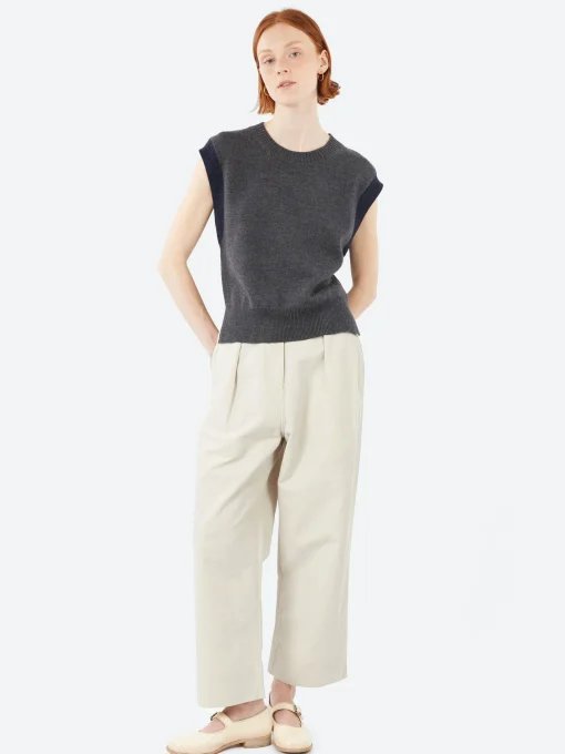 Clearance - MHL Pleated Crop Trousers in Pale Stone Women Pants | Overalls & Jumpsuits