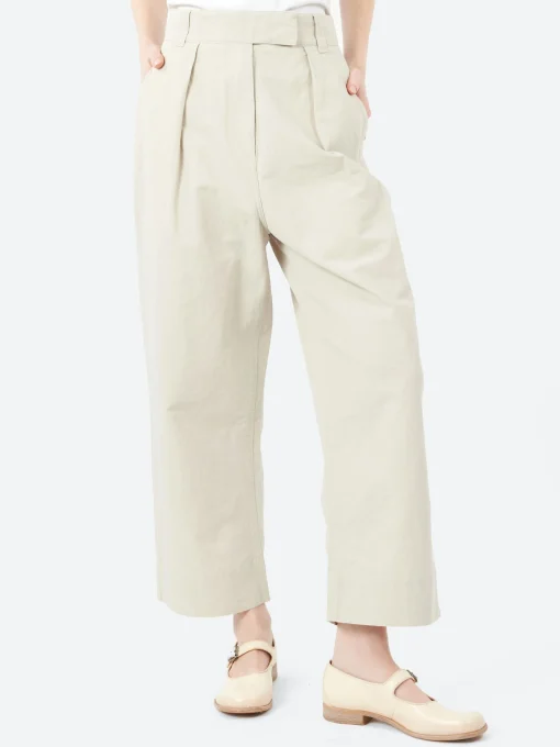 Clearance - MHL Pleated Crop Trousers in Pale Stone Women Pants | Overalls & Jumpsuits
