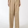 Clearance - Ajassa Linja Cotton Trousers in Beige/Brown Women Pants