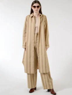 Clearance - Ajassa Linja Cotton Trousers in Beige/Brown Women Pants