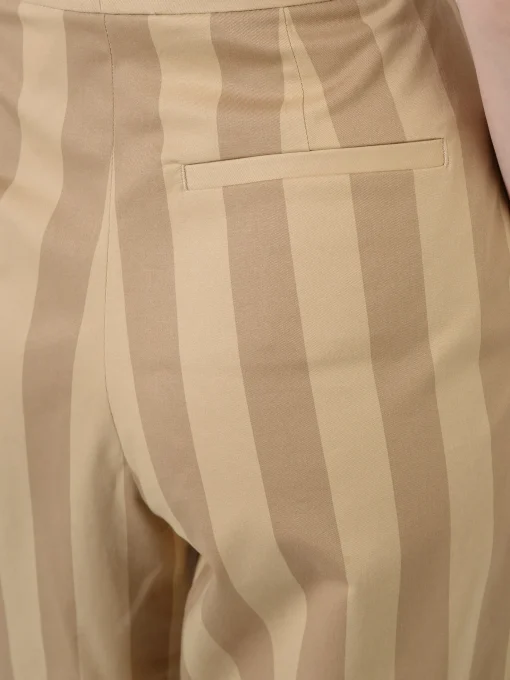 Clearance - Ajassa Linja Cotton Trousers in Beige/Brown Women Pants