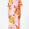 Discount - Kemut Unikko Dress in White, Orange and Pink Women Dresses