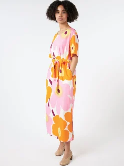 Discount - Kemut Unikko Dress in White, Orange and Pink Women Dresses