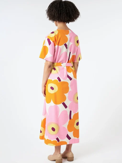 Discount - Kemut Unikko Dress in White, Orange and Pink Women Dresses