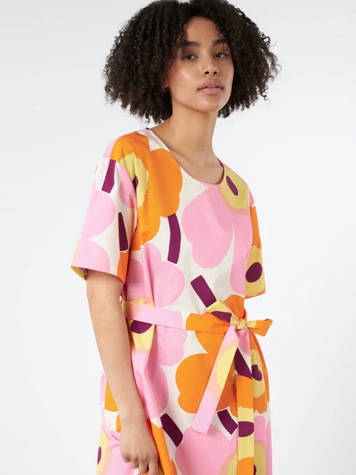 Discount - Kemut Unikko Dress in White, Orange and Pink Women Dresses