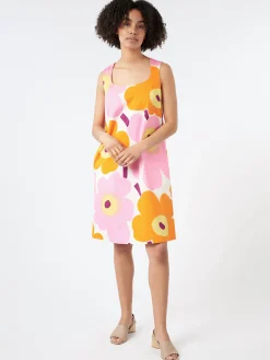 Online - Kestit Unikko Dress in White, Orange and Pink Women Dresses