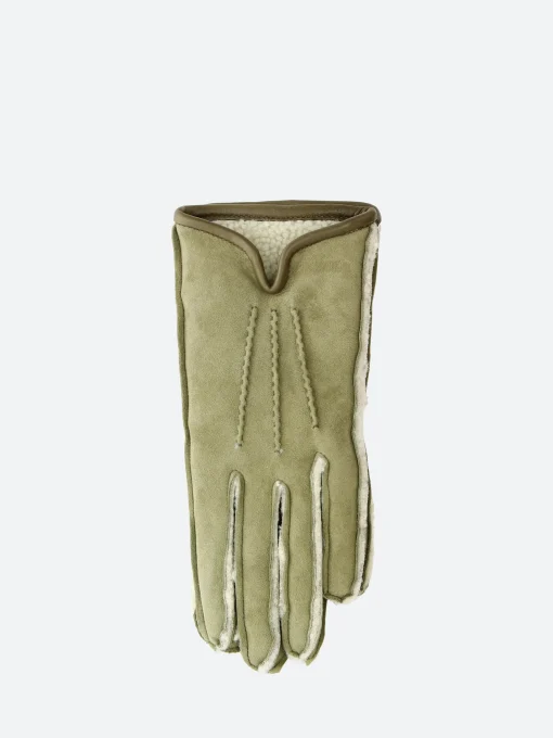 Hot - 4286 Shearling Short Gloves in Green Women Gloves | Belts